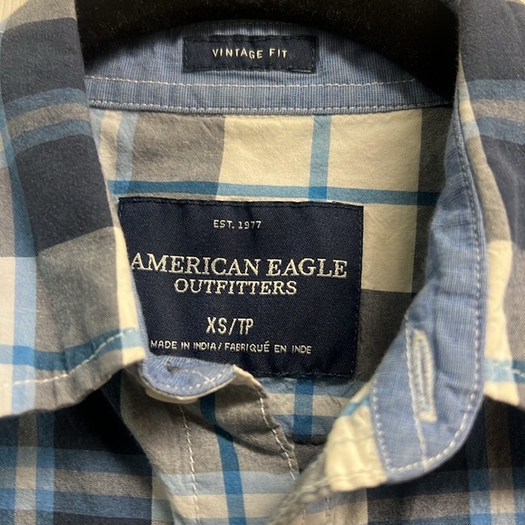 American Eagle men XS extra small short sleeve button up collar casual shirt - Picture 2 of 4